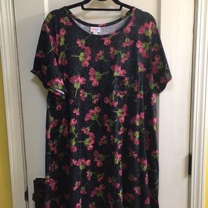 EUC Floral w/ Patterned Background LuLaRoe Carly
